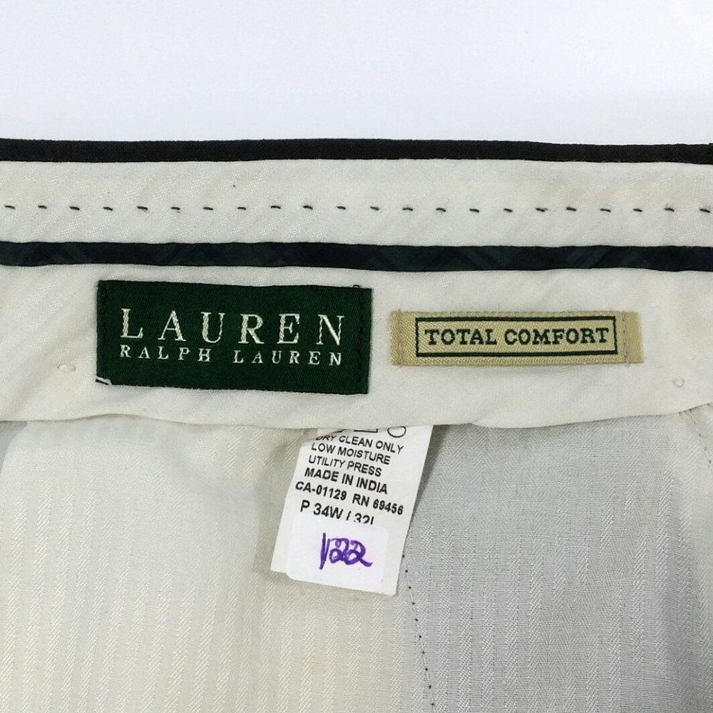 SALE! Ralph Lauren Brown Flat Front Pants 34 M410 - Picture 4 of 8